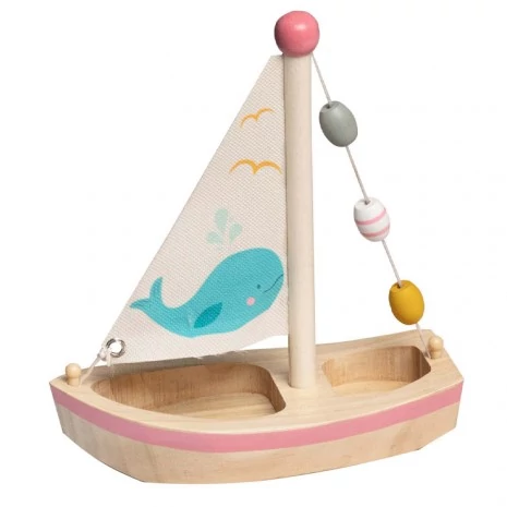 Fajáték - Fa vitorlás hajó (rózsaszín)