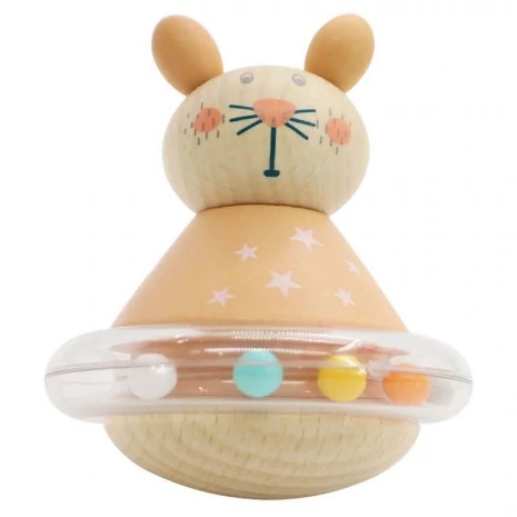 Fajáték - Kelj fel Jancsi figura (cica, csörgővel)