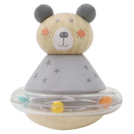 Fajáték - Kelj fel Jancsi figura (maci, csörgővel)