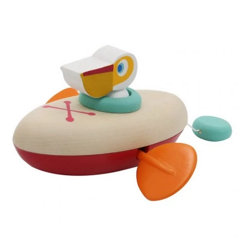 Fajáték - Lendkerekes mini kenu (pelikán)