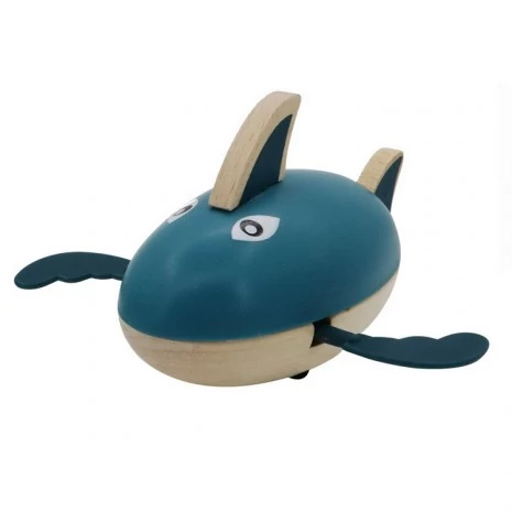 Fajáték - Tengeri állatok (felhúzható kék cápa)