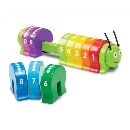 Melissa & Doug - Fa készségfejlesztő játék - Színes számtanuló hernyó