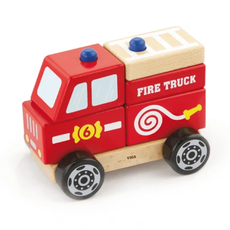 Fajáték - szétszedhető tűzoltóautó - nagy