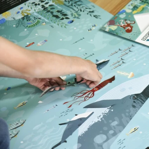 Poppik - Kreatív, fejlesztő óriásplakát - 59 matricával - Óceán