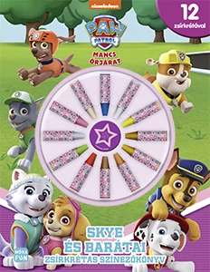 Mancs Őrjárat - Skye és barátai - Zsírkrétás színezőkönyv - 12 színes zsírkrétával