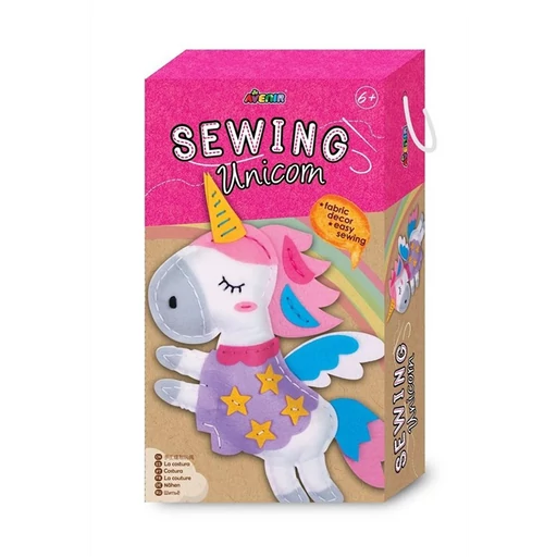 Avenir - Varrható plüss kocka dobozban - Unikornis