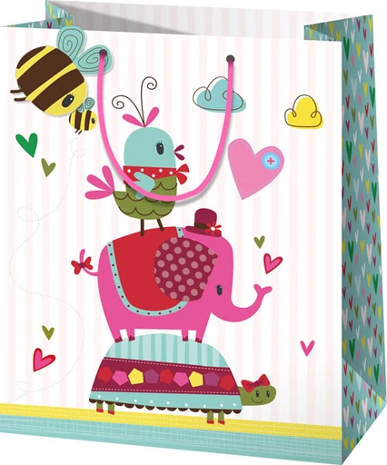 Ajándéktáska - szívecskés - közepes 178*100*230mm