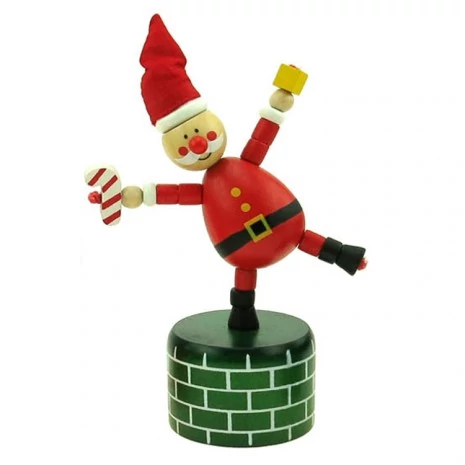 Karácsonyi nyomogatós figura - mikulás zöld alapon