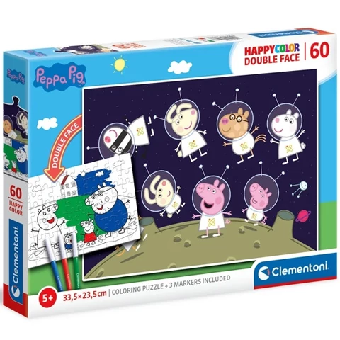 Peppa malac - kétoldalú színezhető puzzle - 60db-os