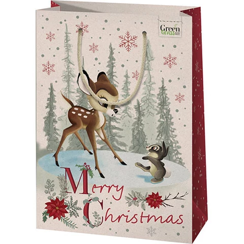 Ajándéktasak - Karácsonyi bambis - környzetbarát alapanyagból - nagy méret