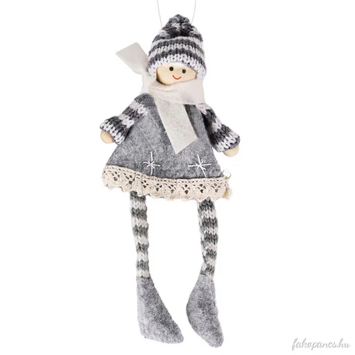 Karácsonyfadísz filcből (szürke - fehér, rövid hajú lány)