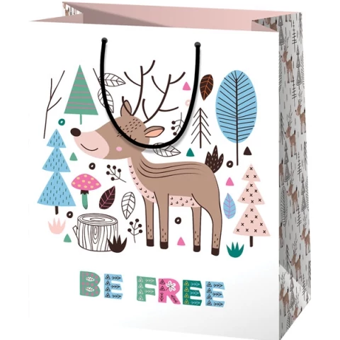 Ajándéktáska - szarvas mintás - közepes