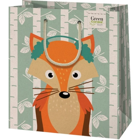 Ajándéktáska - Róka mintás - újrahasznosított - közepes méretű 