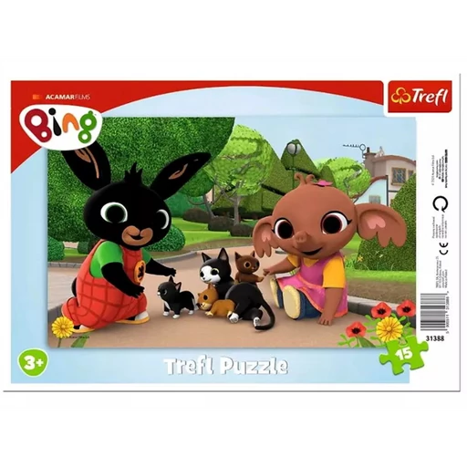 Trefl - Bing, játék cicákkal keretes puzzle - 15db-os