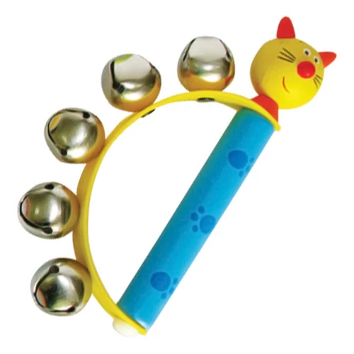 Fajáték - Száncsengő állatfigurás, cicás