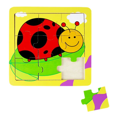 Fajáték - Puzzle - 9 db-os - katicás