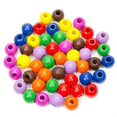 Fajáték - Fagolyó színes - 16 mm, 50 db-os