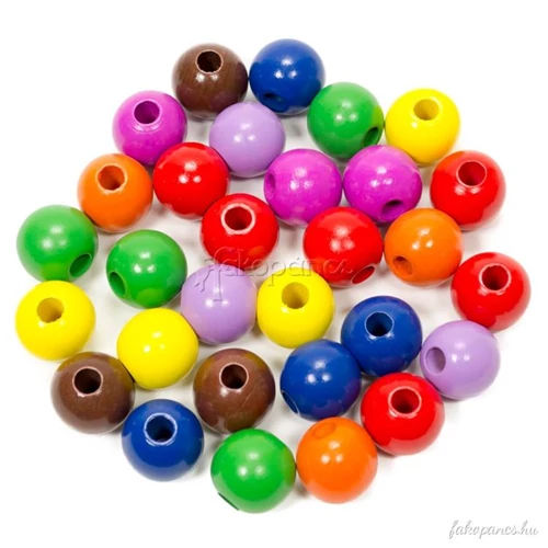 Fajáték - Fagolyó színes - 20 mm,50 db-os