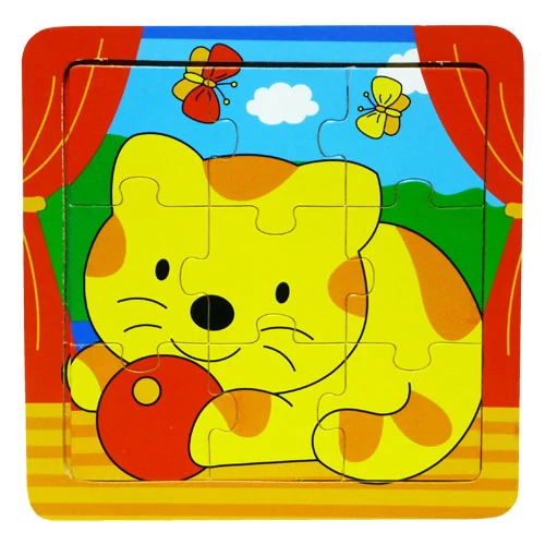 Fajáték - Puzzle 9 db-os - cicás