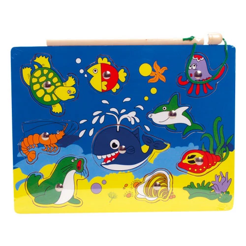 Fajáték - Mágneses horgász-puzzle - teknősbékás