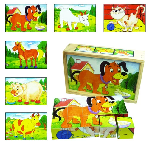 Fajáték - Mesekocka - 15 db-os - kutyás