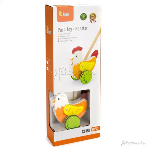 Fajáték - Tologatós kakas - díszdobozban