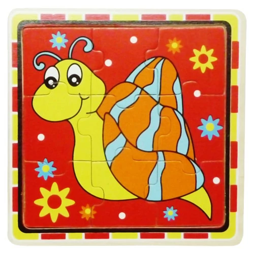 Fajáték - Puzzle 9 db-os - csigás