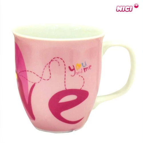 Nici - Szívecskés porcelán bögre - rózsaszín