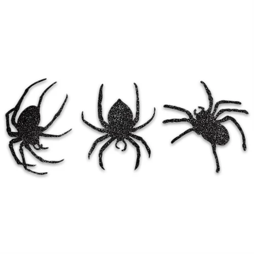 Halloween dekoráció - Glitteres pókok