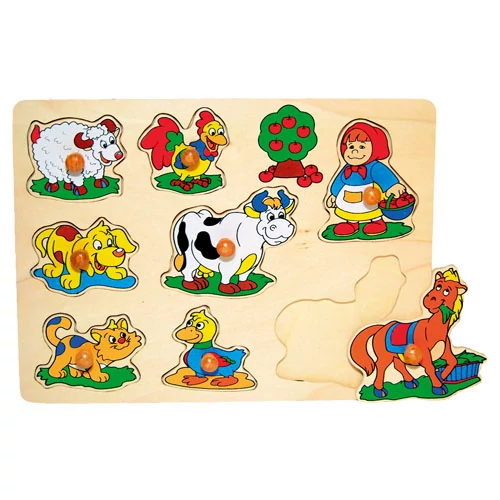 Fajáték - Fogantyús puzzle - bárányos