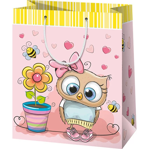 Ajándéktáska - cuki bagoly - 11x15 cm