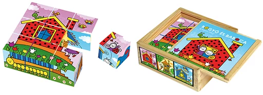 Bogyó és Babóca - fa mesekocka - 9 db-os - Házikók