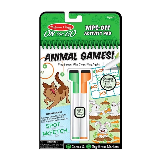 Melissa & Doug - Kreatív játék - Letörölhető lapok, állati játékok