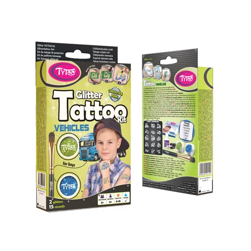 TyToo - Járművek csillámtetoválás szett
