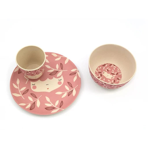 Yuunaa-Marinski design bambusz gyerek étkészlet – rózsaszín
