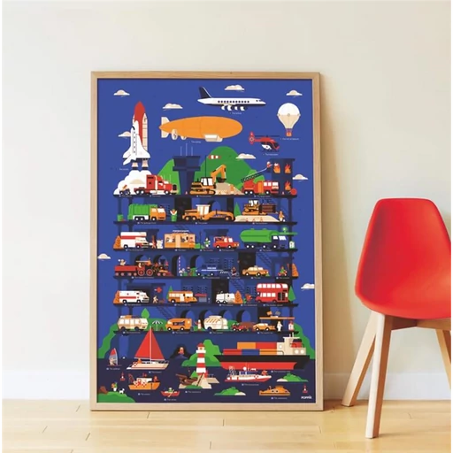 Poppik - Kreatív, fejlesztő óriásplakát - 44 matricával - Járművek