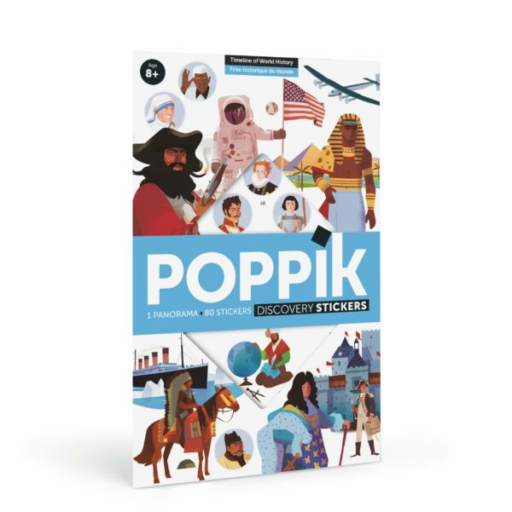Poppik - Kreatív, fejlesztő óriásplakát, 66 matricával – Világtörténelem
