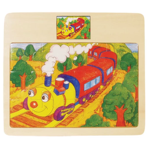 Fajáték - Puzzle 12 db-os - vonatos