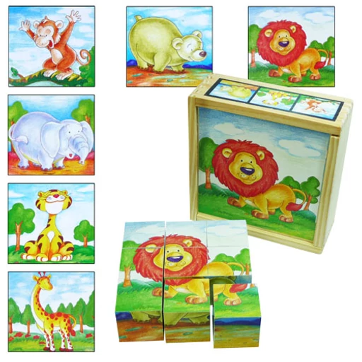 Fajáték - Mesekocka - 9 db-os - oroszlános Fajáték - Mesekocka - 9 db-os - oroszlános