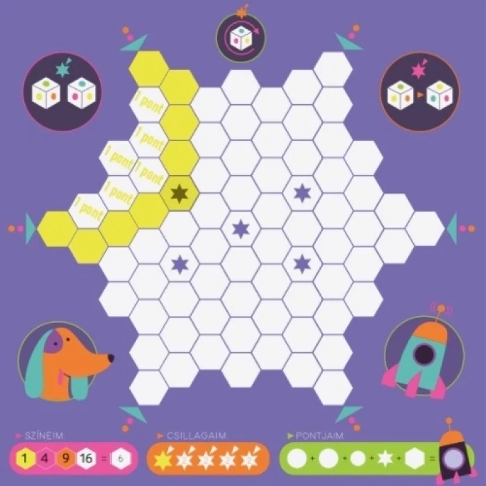 Lajka - Űrutazás - Dobj és színezz! társasjáték