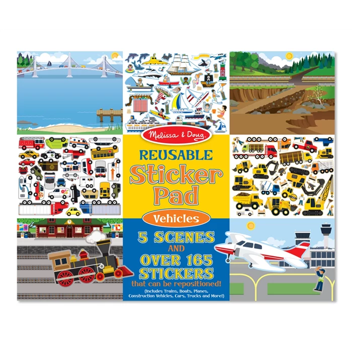 Melissa & Doug - Újrahasználható matrica készlet - járművek