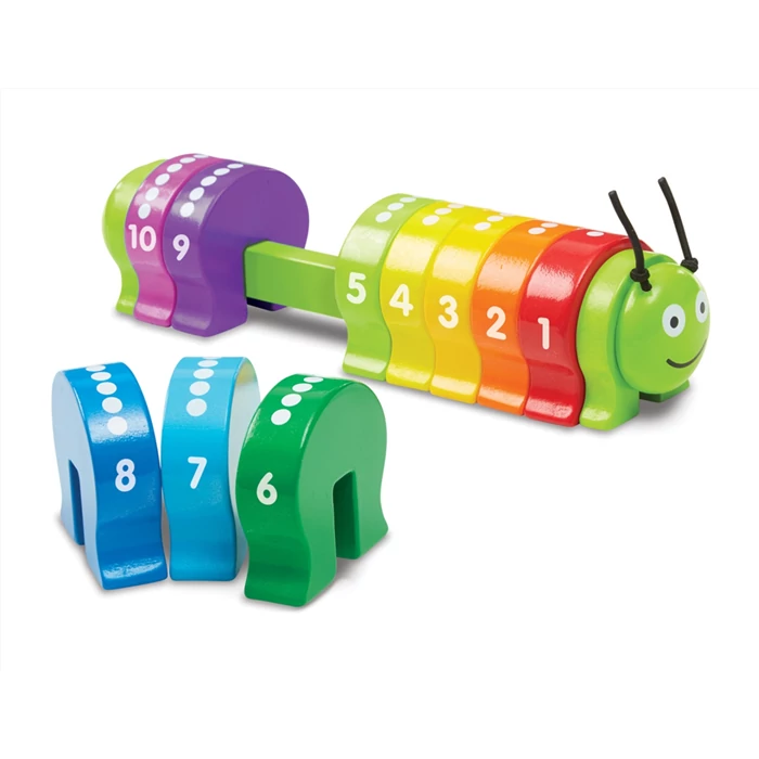 Melissa & Doug - Fa készségfejlesztő játék - Színes számtanuló hernyó
