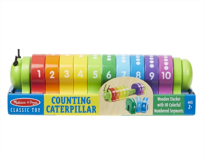Melissa & Doug - Fa készségfejlesztő játék - Színes számtanuló hernyó