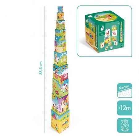 Janod - Élet a tanyán háromszög építő piramisjáték 