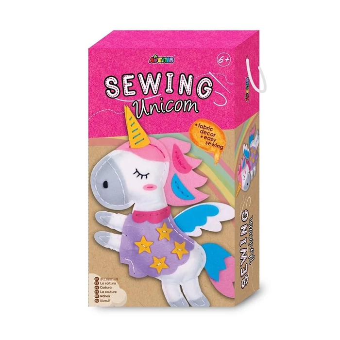 Avenir - Varrható plüss kocka dobozban - Unikornis