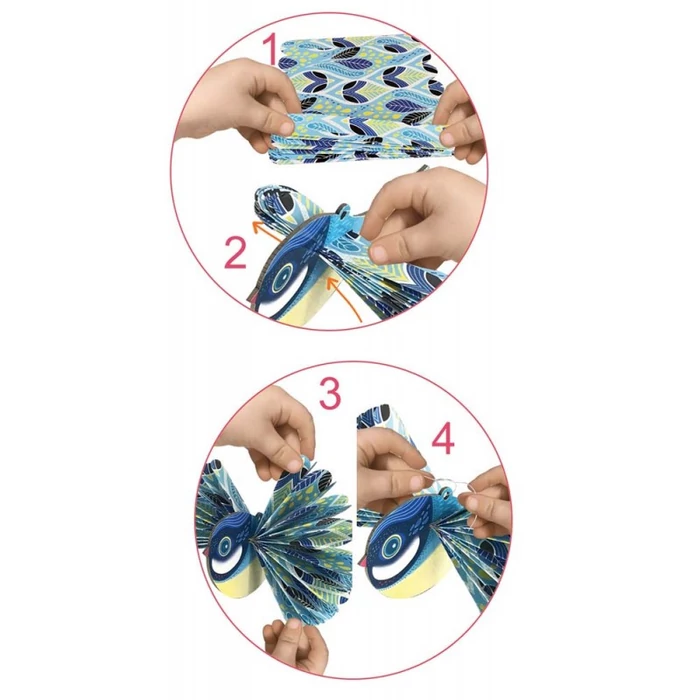 Legyező hajtogató készlet - Színes madarak 