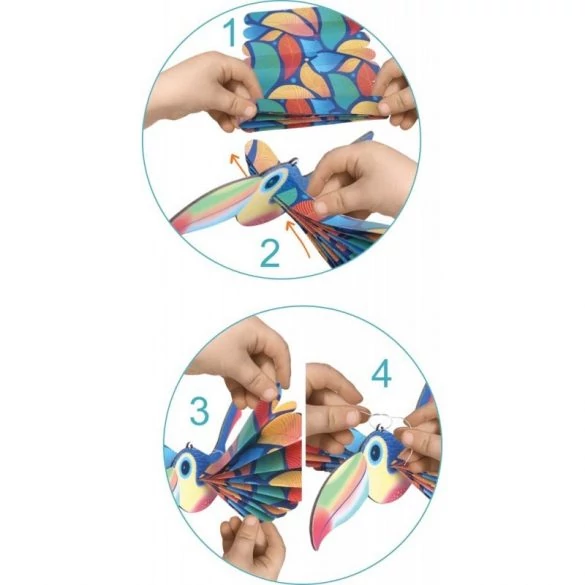 Crealign - Legyező hajtogató készlet - Egzotikus madarak 