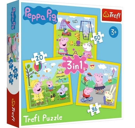 Trefl - Peppa malac -  Egy boldog nap 3 az 1-ben puzzle