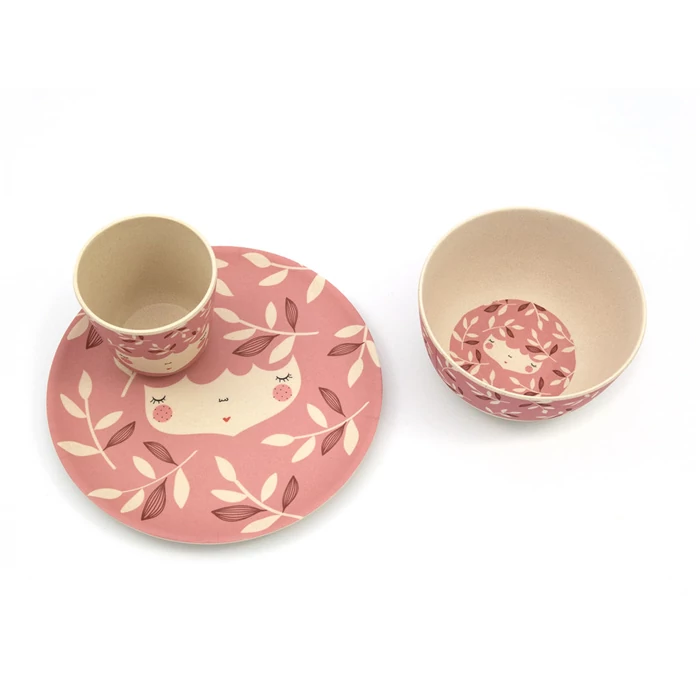 Yuunaa-Marinski design bambusz gyerek étkészlet – rózsaszín